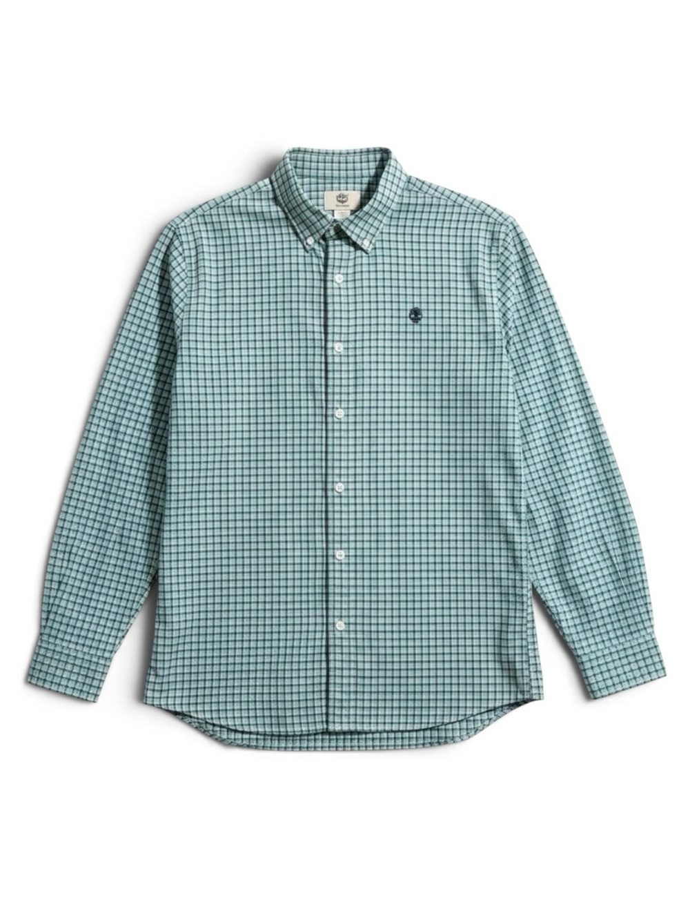 Timberland Plaid Button Down Shirt Casual Cotton Outdoor Logo Green Blue Large